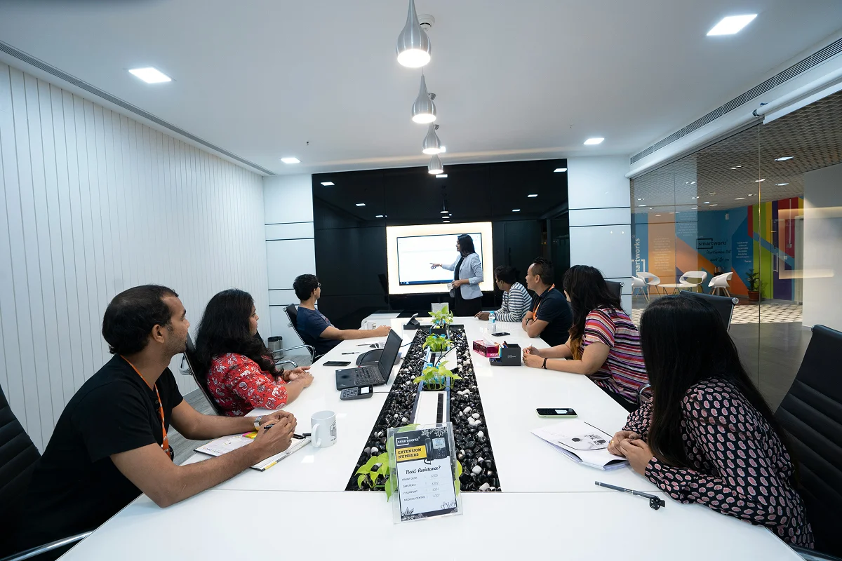 B2B SEO strategy presentation in a modern conference room